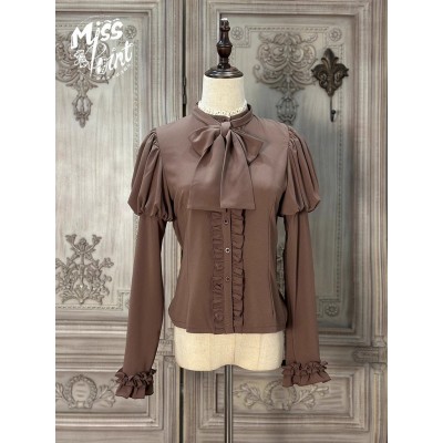 Miss Point Classic Chocolate Juliet Sleeve Blouse(Reservation/4 Colours/Full Payment Without Shipping)